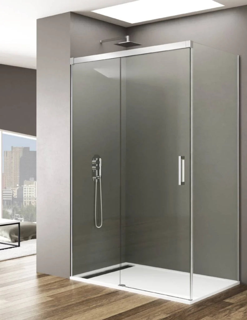 Box doccia THALASSA (BASIC) 1+1 con lato fisso laterale 180x120 cm Cromo vetro trasparente