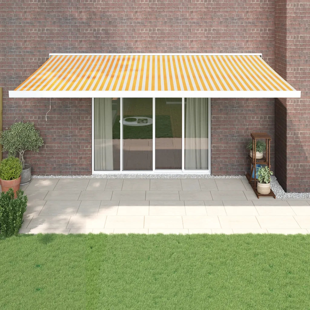 Tenda Sole Retrattile Gialla e Bianca 5x3 m Tessuto e Alluminio 3154535