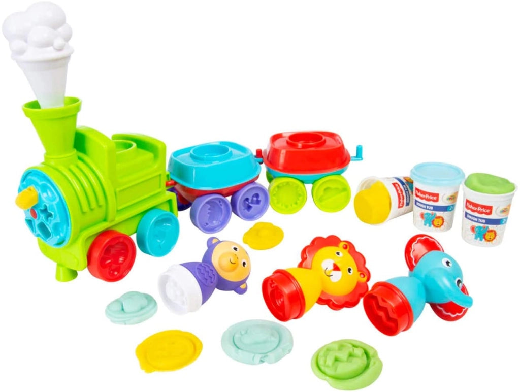 SET TRENO GIOCATTOLO CON PASTA MODELLABILE STAMPINI E FORMINE 2+