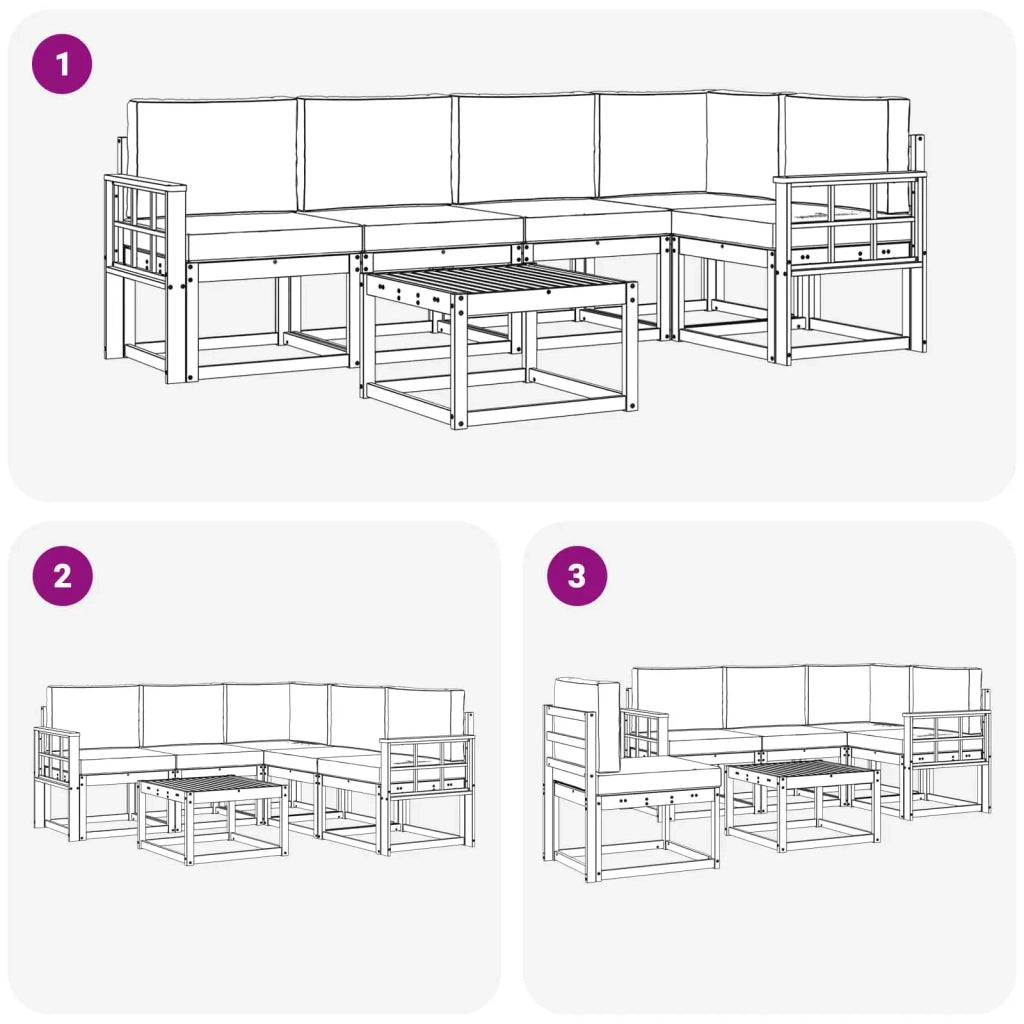 Set di divani da esterno 6 pz Bianco e Beige 3387677