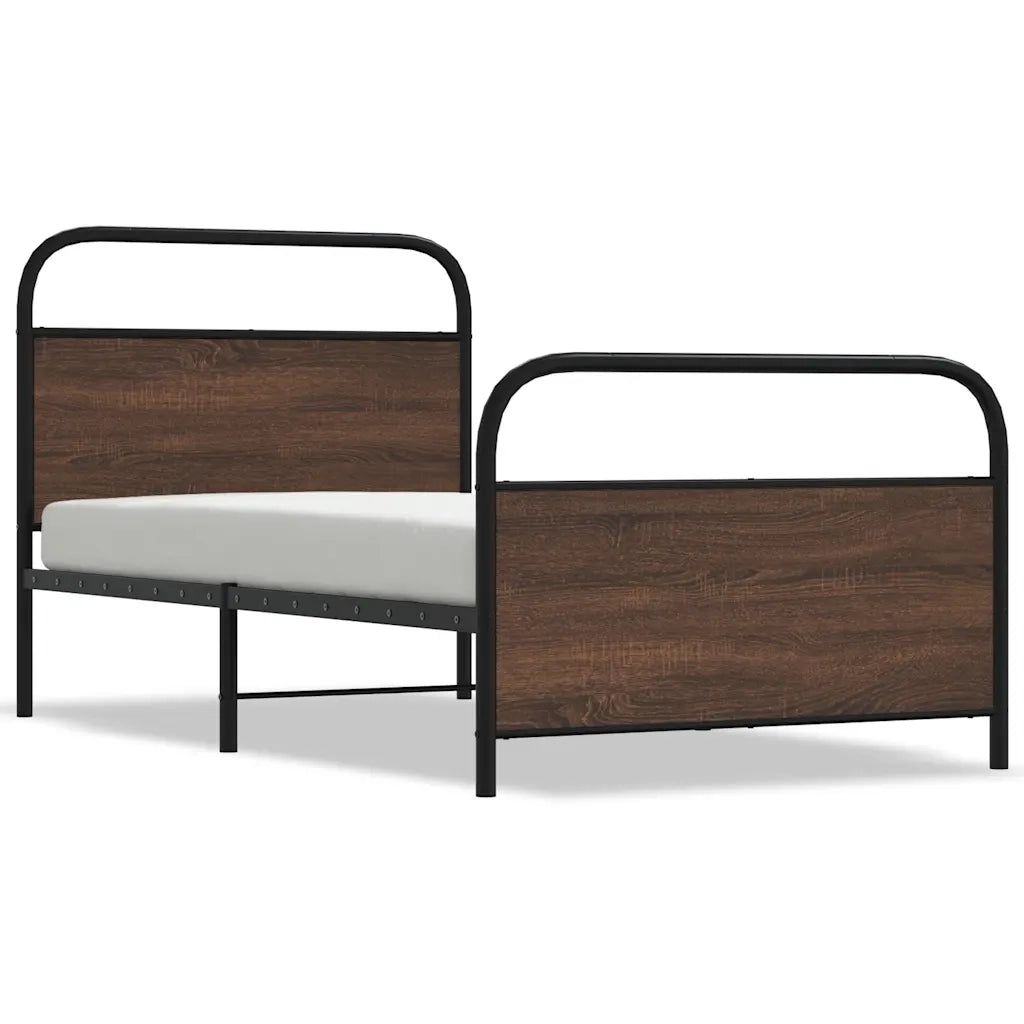 Letto singolo | Letto per adulti | Giroletto senza Materasso Rovere Marrone 100x200 cm Truciolato