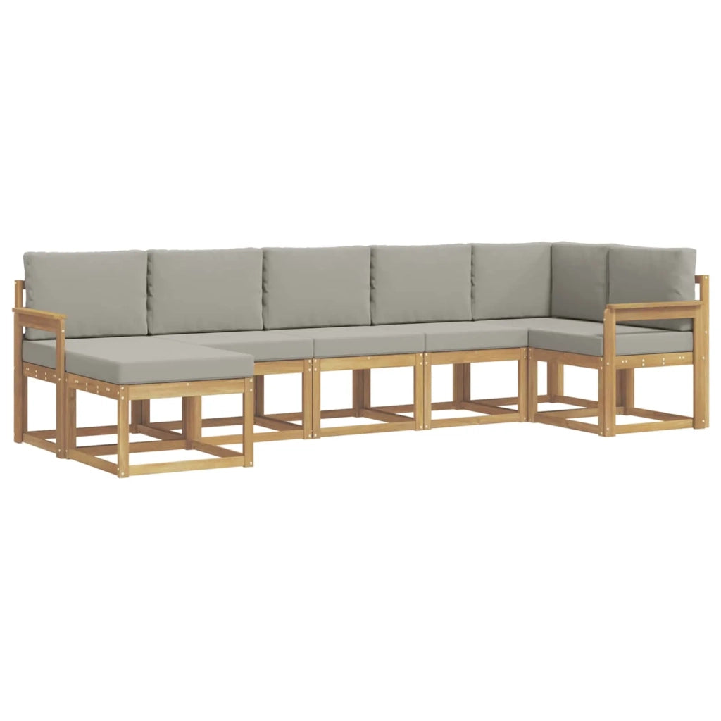 Set di divani da esterno 7 pz Bianco e Grigio Chiaro 3387935