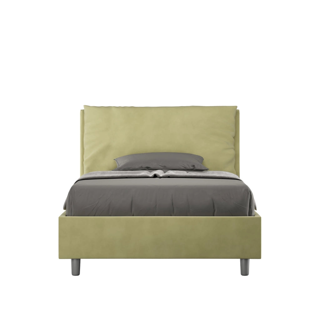 BS COM Letto una piazza e mezza contenitore imbottito 110x200 microfibra tè verde