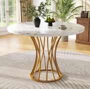 TAVOLO Rotondo 80x80x76 cm MDF e Metallo Colore Oro