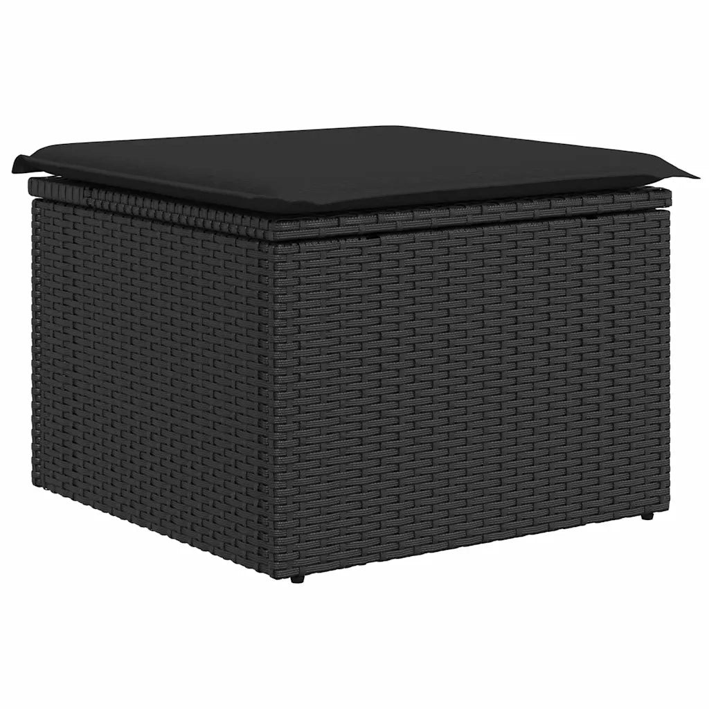 Set Divano da Giardino con cuscino 6 pcs Nero Poly Rattan