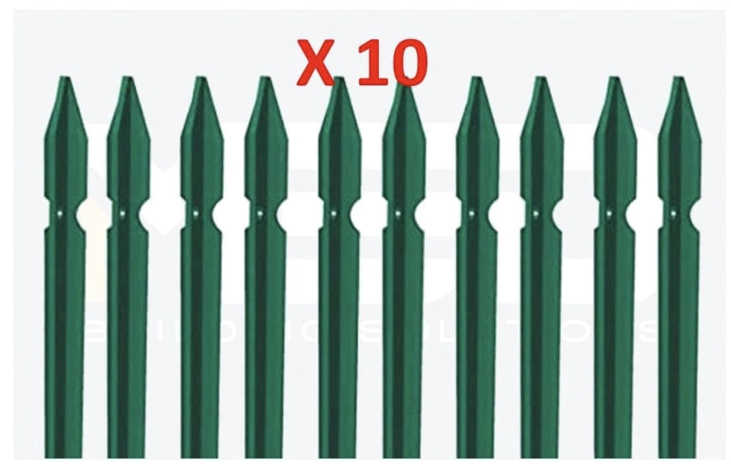 10PZ PALETTO IN FERRO PLASTIFICATO PER RECINZIONE A T 30X30X3 H 100 CM VERDE;