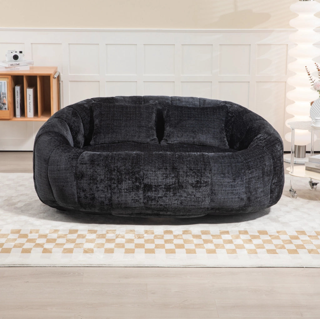 DIVANO SACCO 150x95x63 cm Chenille Nero 2 posti