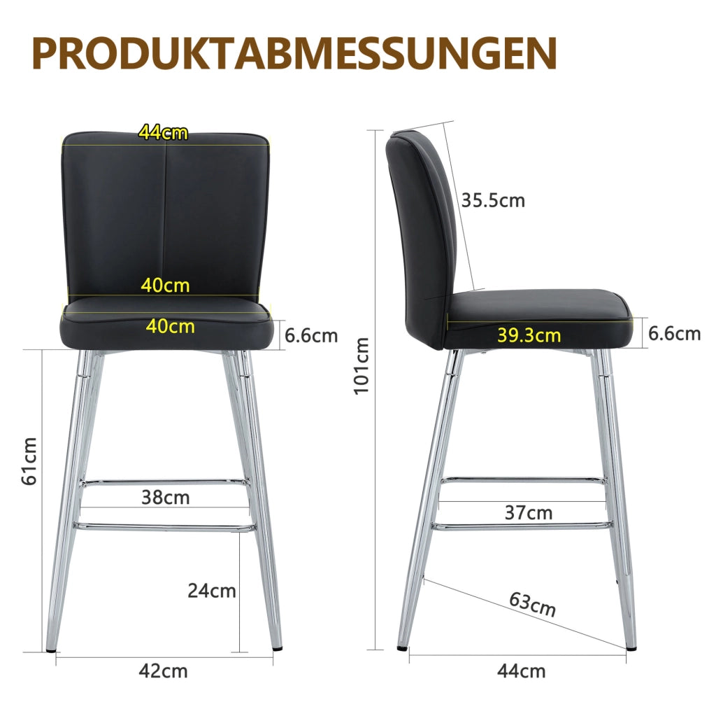 SGABELLO BAR Set da 2 pezzi 54x54x51 cm PU Nero e Argento
