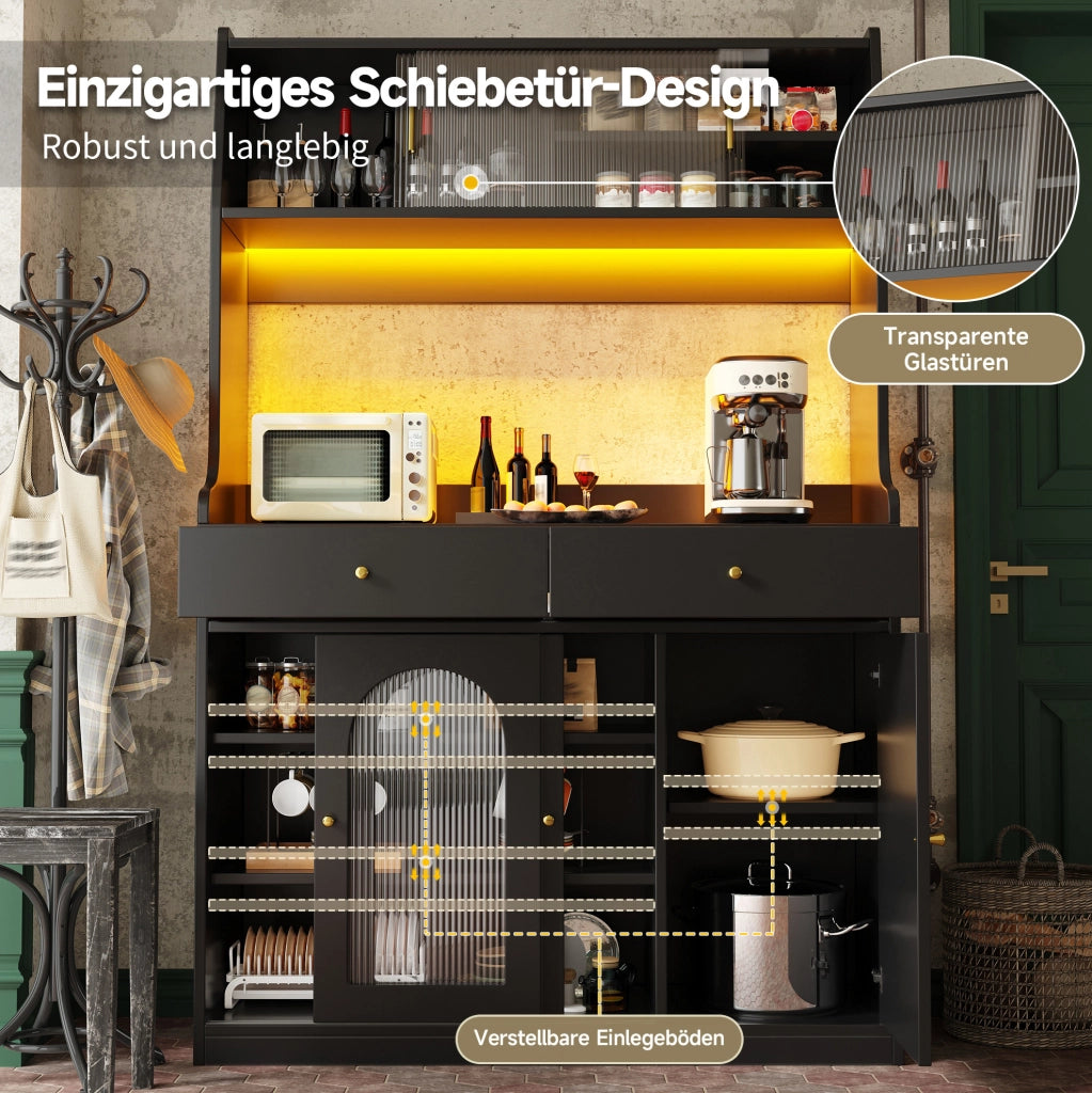 ARMADIO ALTO 120x40x180 cm Nero con LED e 2 cassetti