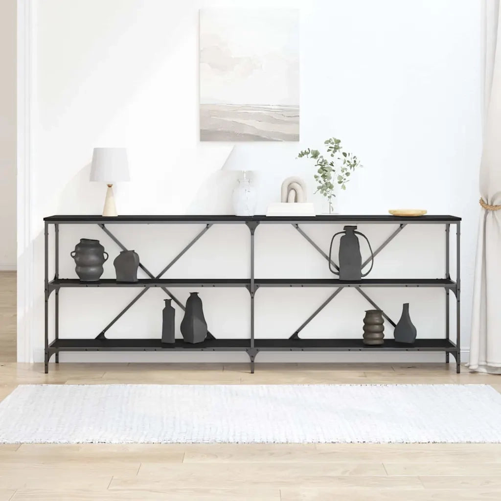 Table console Chêne noir 200 x 30 x 75 cm Bois d'ingénierie