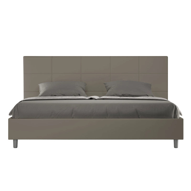 Letto imbottito Matrimoniale 190x200 cm Mika - Similpelle,Cappuccino,Con rete
