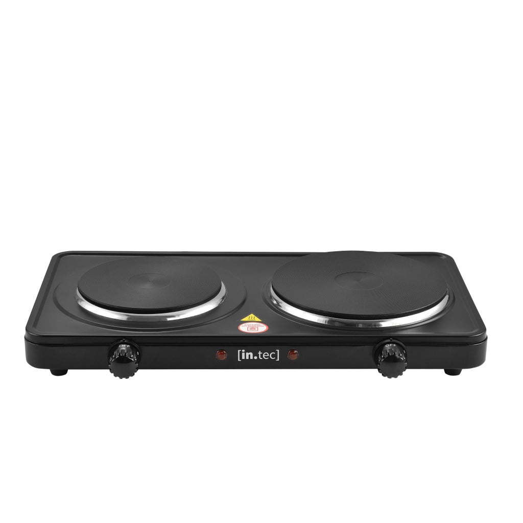 Fornello Elettrico Doppio con Piastre in Ghisa 1000+1500 W - Nero in.tec