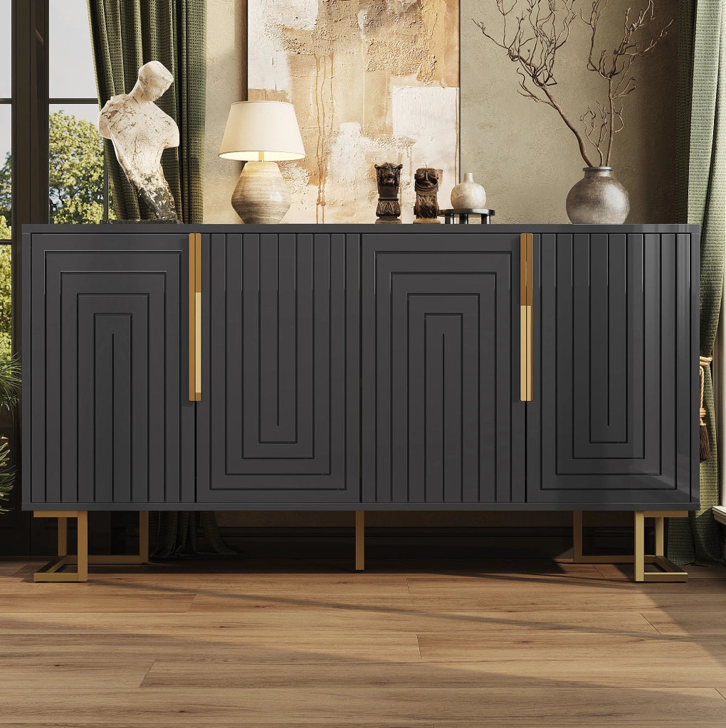 SIDEBOARD 152x40x75 cm Nero in MDF con 2 ante
