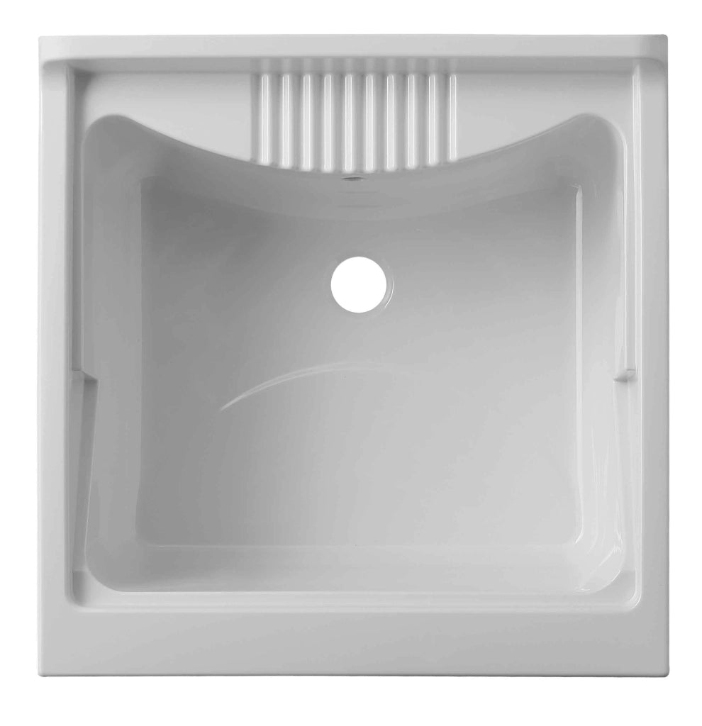 Mobile LAVATOIO - SOSPESO - in LEGNO a 1 anta - 45x50 (H.85) c/vasca e asse in PP - CR - COL: BIANCO