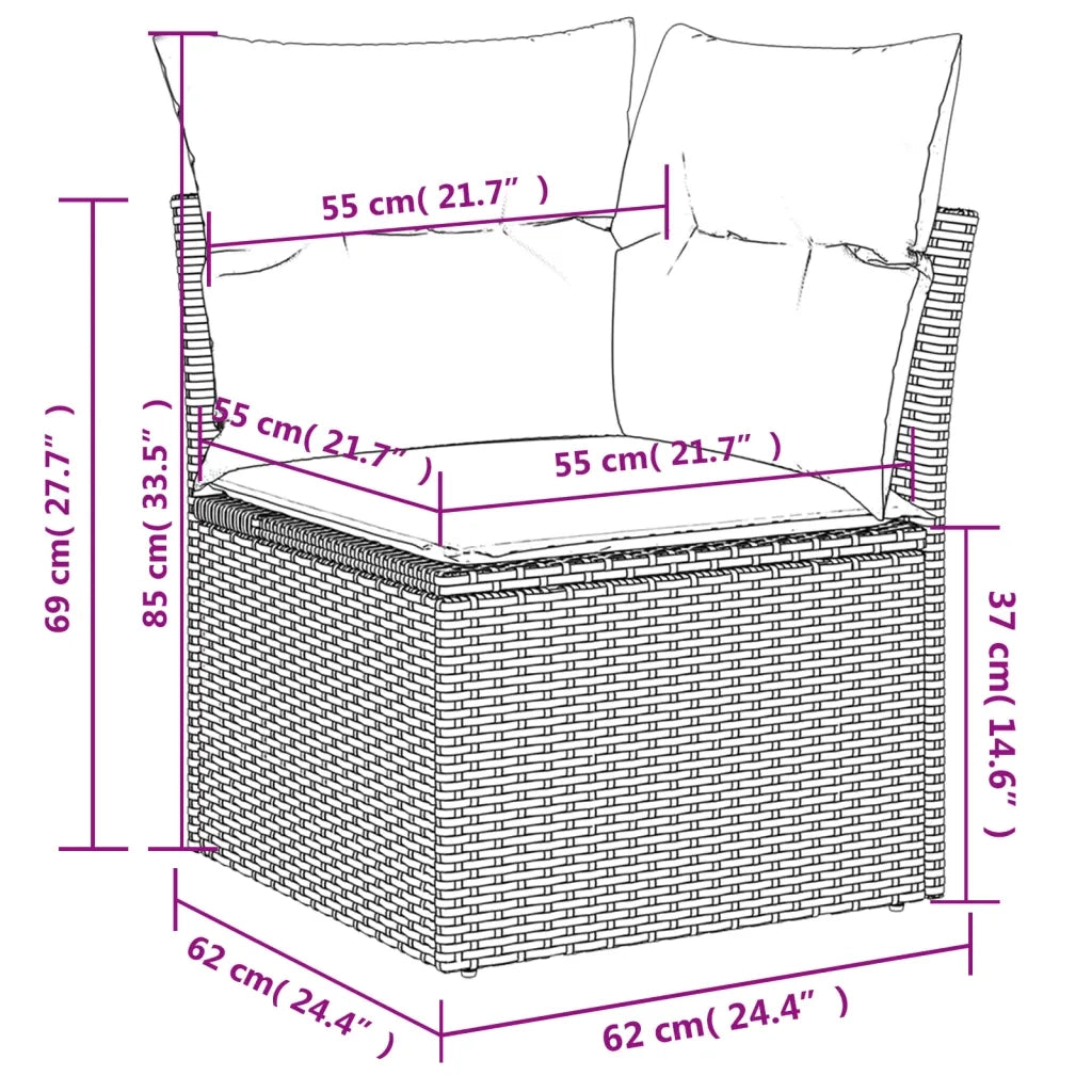 Set Divani da Giardino con Cuscini 7pz Nero Polyrattan 3226980