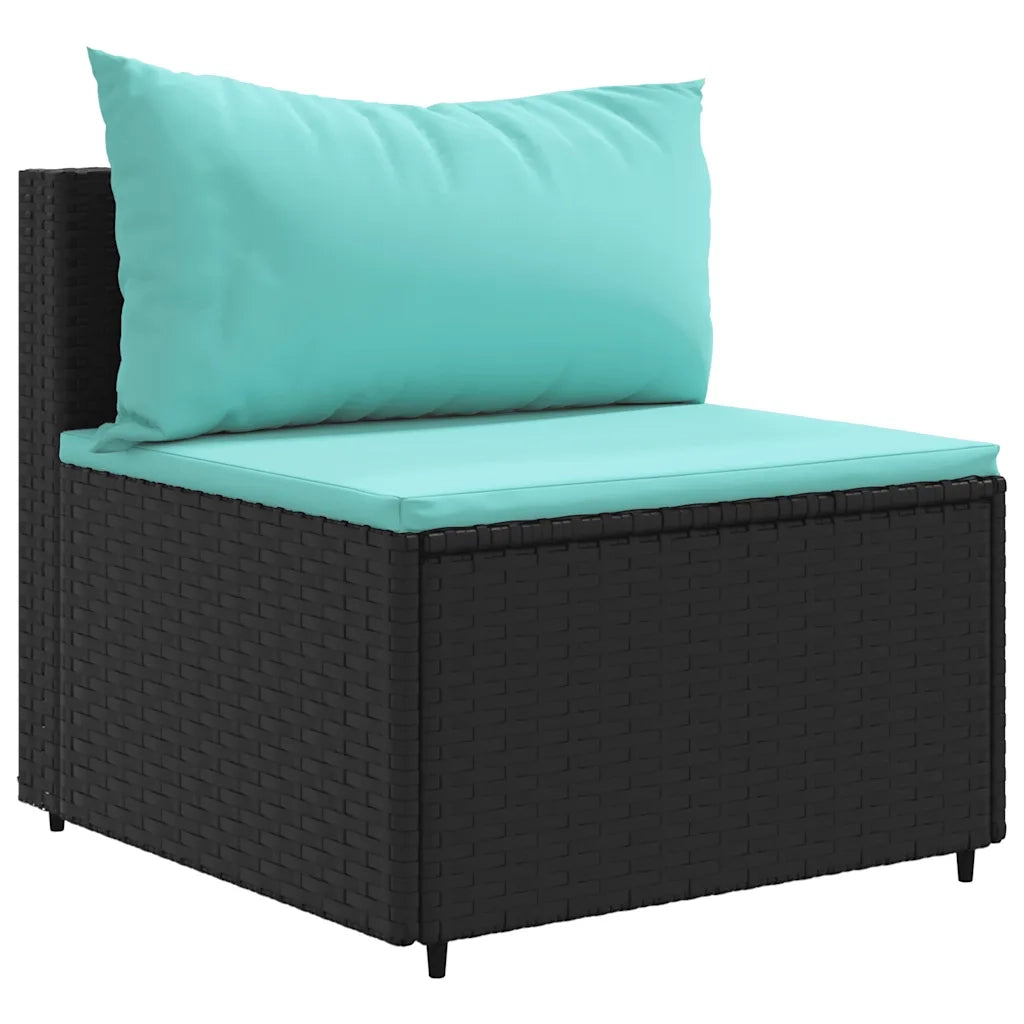Set Salotto da Giardino con Cuscini 7pz Nero Polyrattan