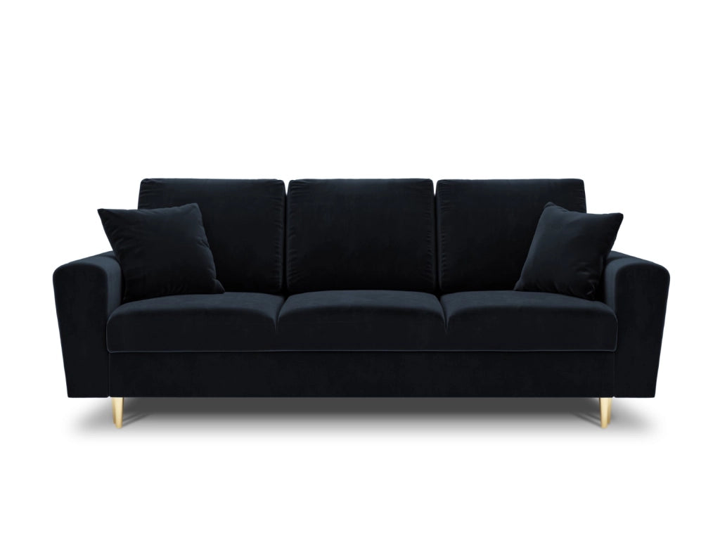 Cosmopolitan Design - Divano convertibile con contenitore "Kyoto" 3 posti in velluto blu scuro 