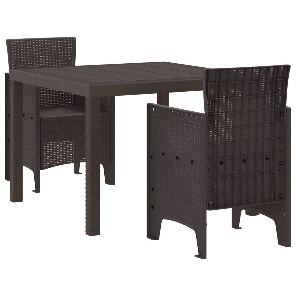 Set da Pranzo per Giardino 3 pcs Marrone Polipropilene
