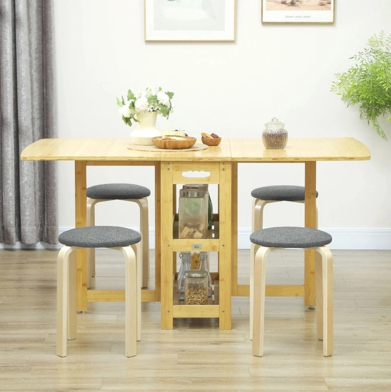 Set di 4 sgabelli impilabili grigi in legno