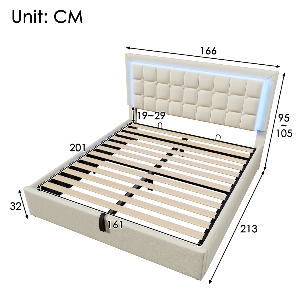 Letto matrimoniale contenitore 160x200 cm con materasso e LED