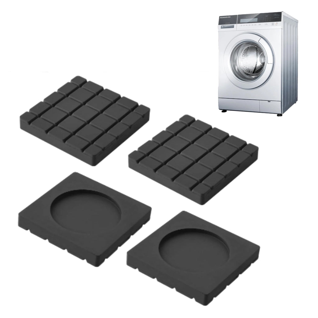 4 Cuscinetti antivibranti per lavatrice, neri, quadrati, 6x6 cm