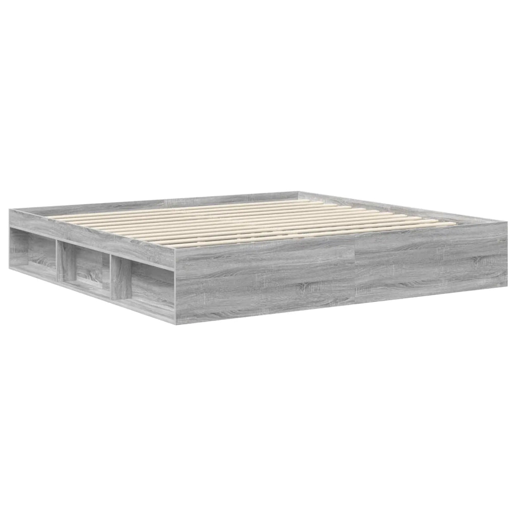 Letto matrimoniale | Letto per adulti | Struttura del letto Grigio Sonoma 200 x 200 cm Pino massello