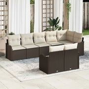 Set Divano da Giardino 8 pcs Marrone e bianco Poly Rattan