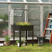 AIUOLA Rialzata con Copertura 60x60x120 cm Acciaio Nero per Giardino e Balcone
