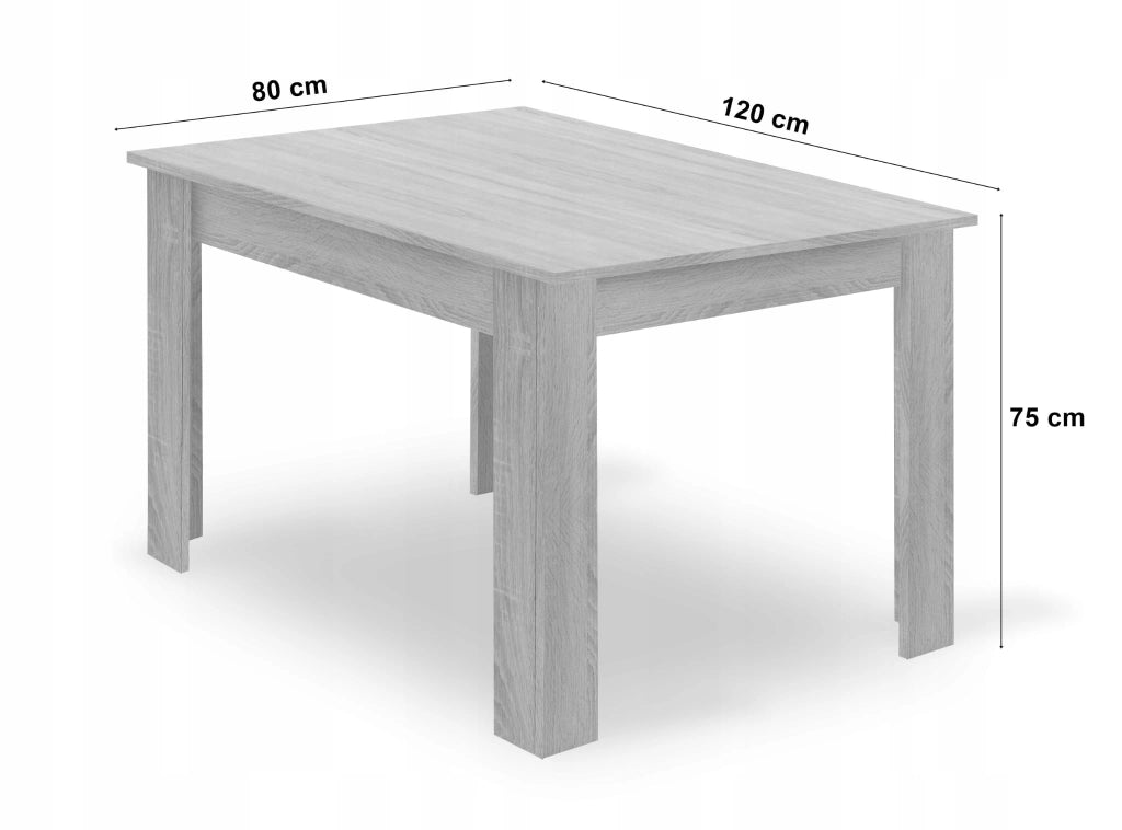 Tavolo rettangolare VALORA con 4 sedie RIXK nere 120x80