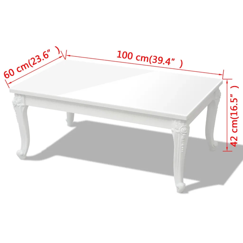 Tavolino da salotto | Tavolino da caff¨¨ | Tavolino da Soggiorno 100x60x42 cm Bianco Lucido