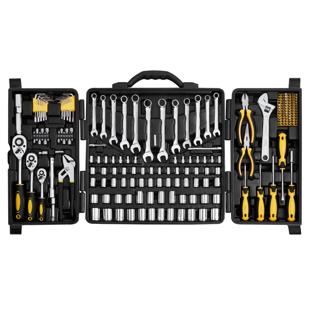 Set Attrezzi Meccanici KL-30205, 207 Pezzi, Bussole 6,35/9,52/12,7 mm SAE e metrici, Cricchetto, Punte, Chiavi, Accessori, Custodia Plastica pratica
