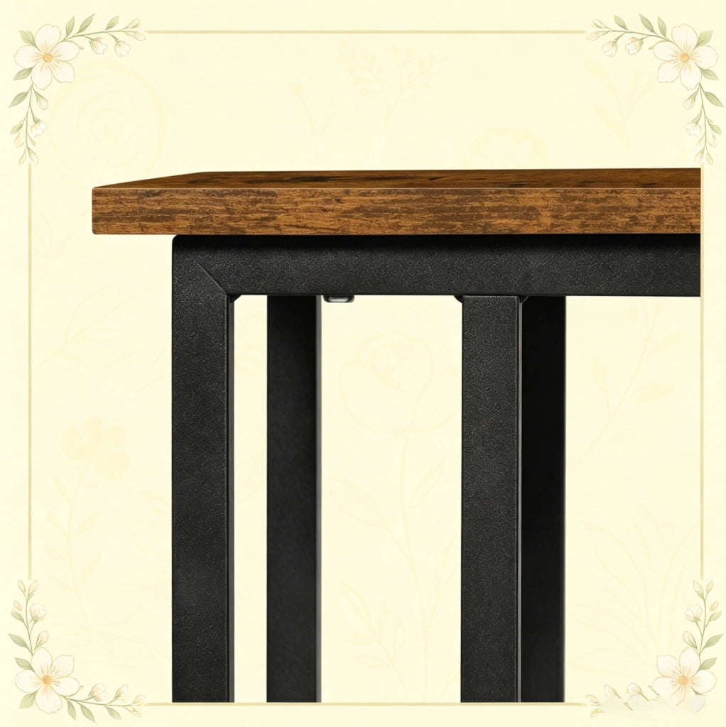 TAVOLINO C-Form 55x36 cm Marrone Rustico in metallo e legno