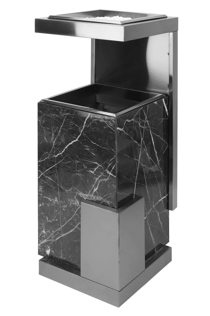 Posacenere 2 In 1 Da Terra Professionale Elegante Interno Esterno Con Secchio Cestino Gettacarte Spazzatura Realizzati In Acciaio Marmo Acciaio Ufficio Bar Ristorante Hotel Design Moderno - Modello fume