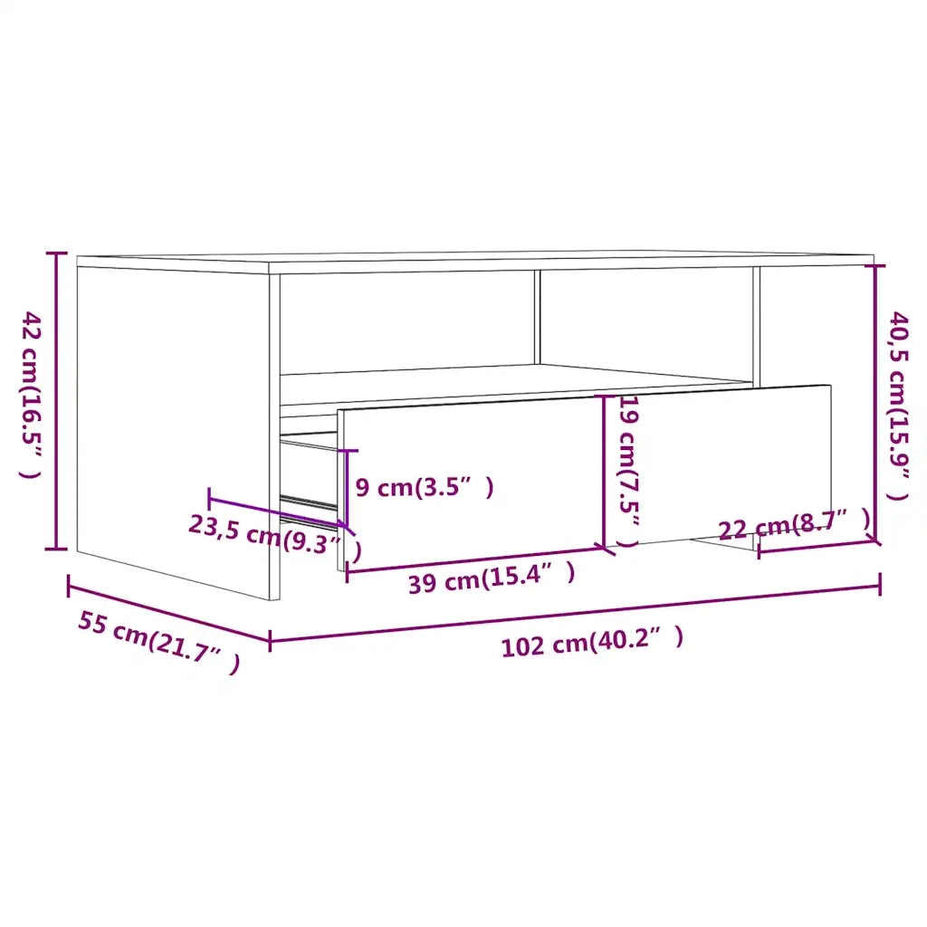 Tavolino salotto | Tavolino da caff¨¨ | Tavolino da Soggiorno Grigio Cemento 102x55x42 cm Legno Compensato