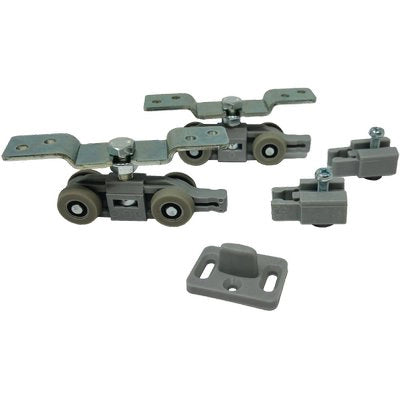 CARRELLI SCORREVOLI IN KIT 1400/07 OMGE  X BINARIO 1400 OMGE KIT=2 CARRELLI+2 FERMI+1 PINNA