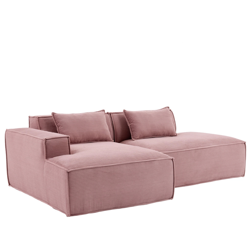 Divano compatto 235 cm a 2 posti rosa baby in poliestere con cuscini a molle insacchettate