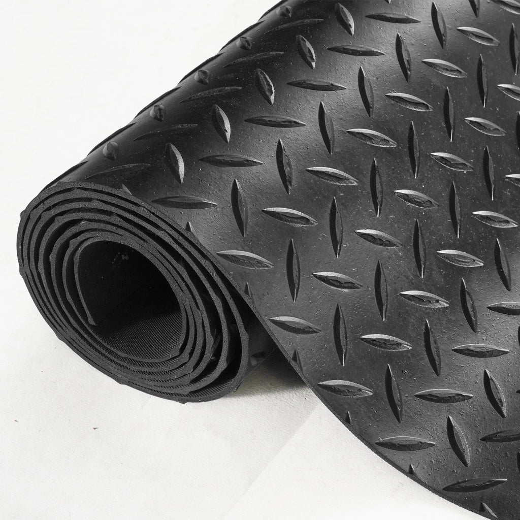 Tappeto in gomma SBR antiscivolo 1236x3065 mm, rotolo per pavimento spessore 3 mm nero, per garage, magazzino e officina