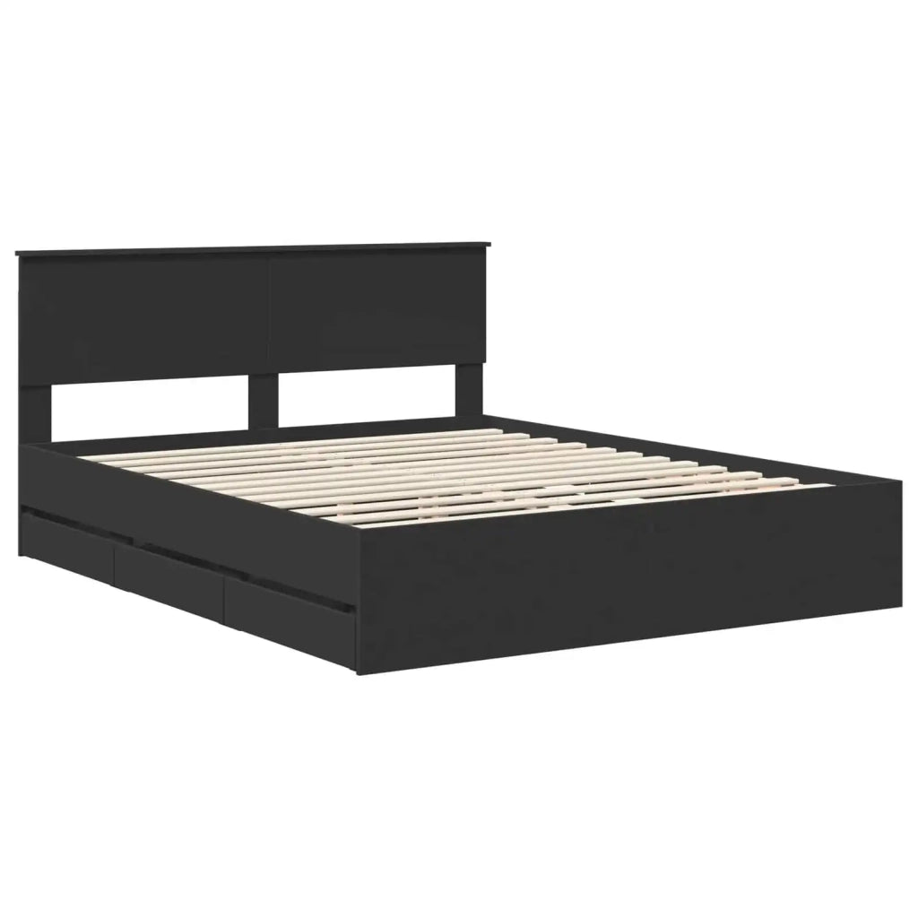 Letto matrimoniale | Letto per adulti | Struttura del letto Nero 160 x 200 cm Legno Ingegnerizzato
