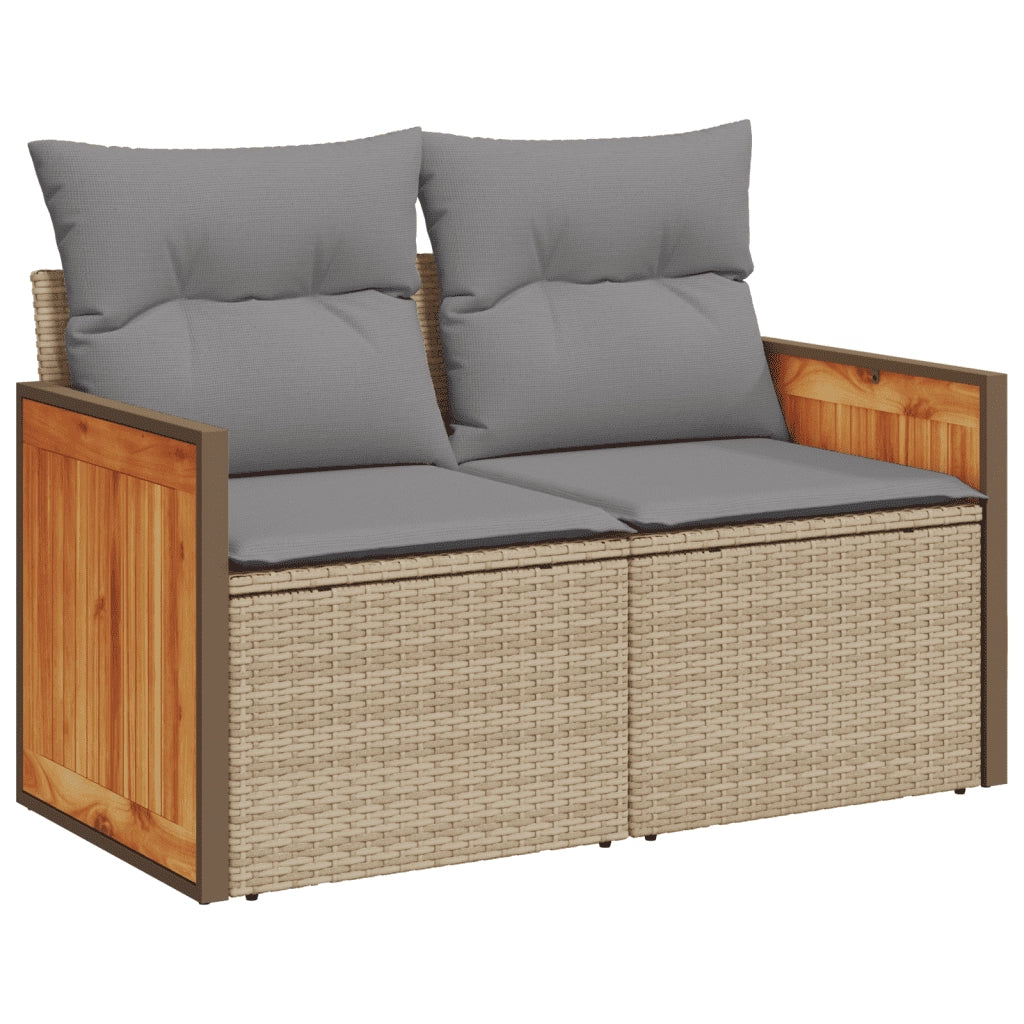 Set Divano da Giardino 9 pz con Cuscini Beige in Polyrattan 3260141
