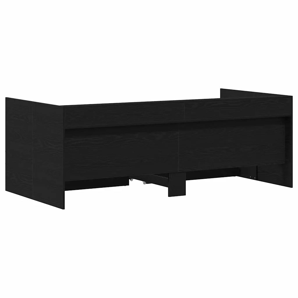 Letto singolo | Letto per adulti | Daybed con testiera Rovere Nero 90 x 200 cm Legno multistrato