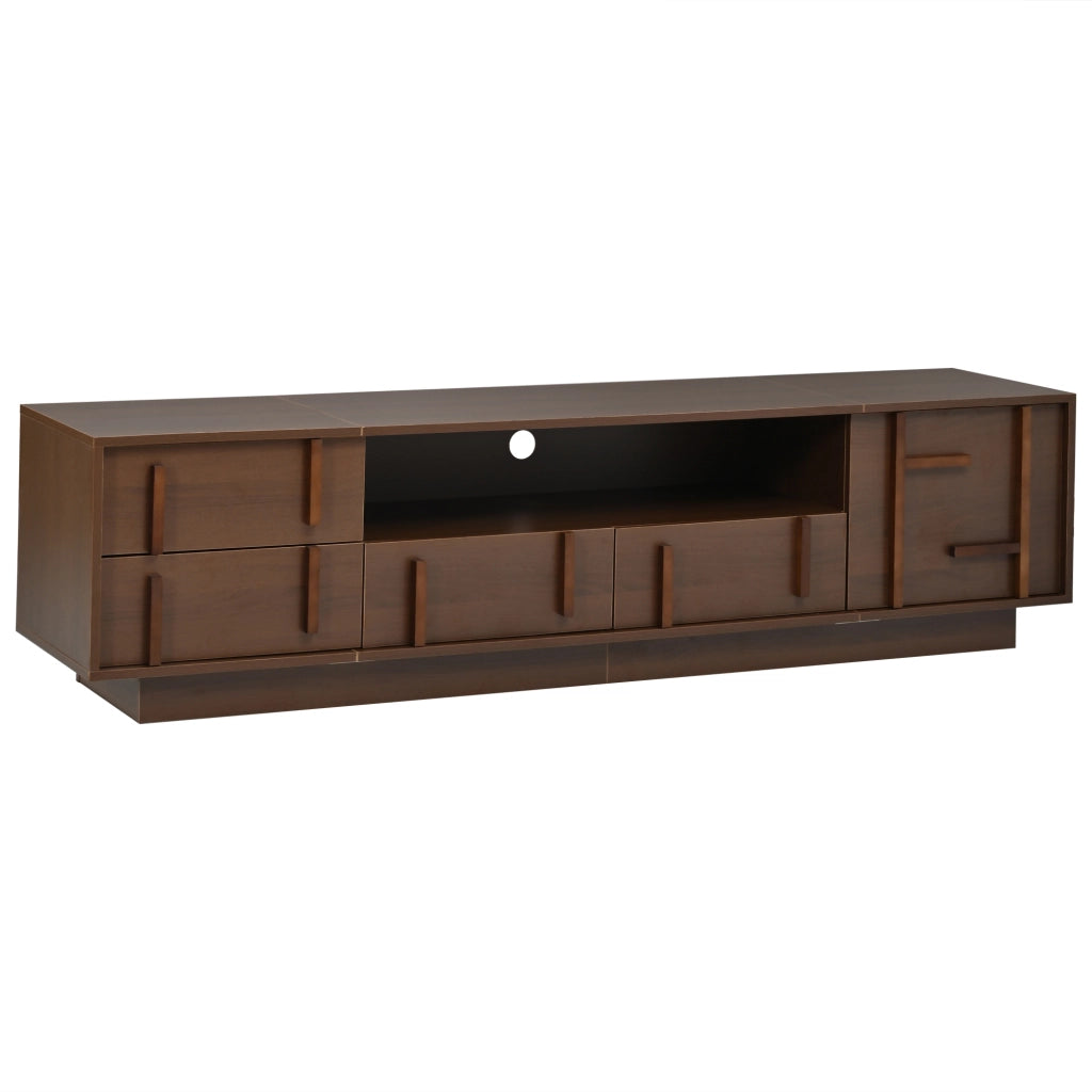 Mobile TV largo 180 cm in MDF con 4 cassetti e vano chiuso, noce