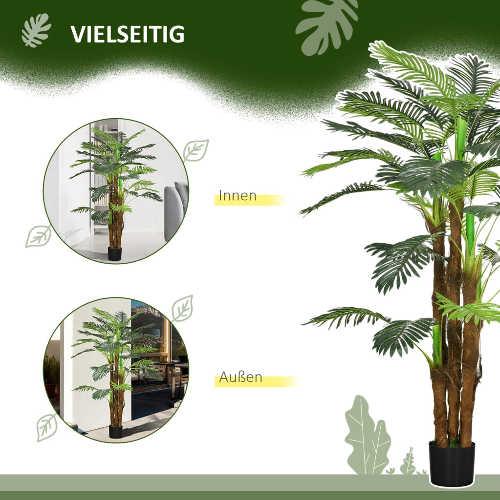PIANTA ARTIFICIALE Palma Verde in plastica con vaso cementato