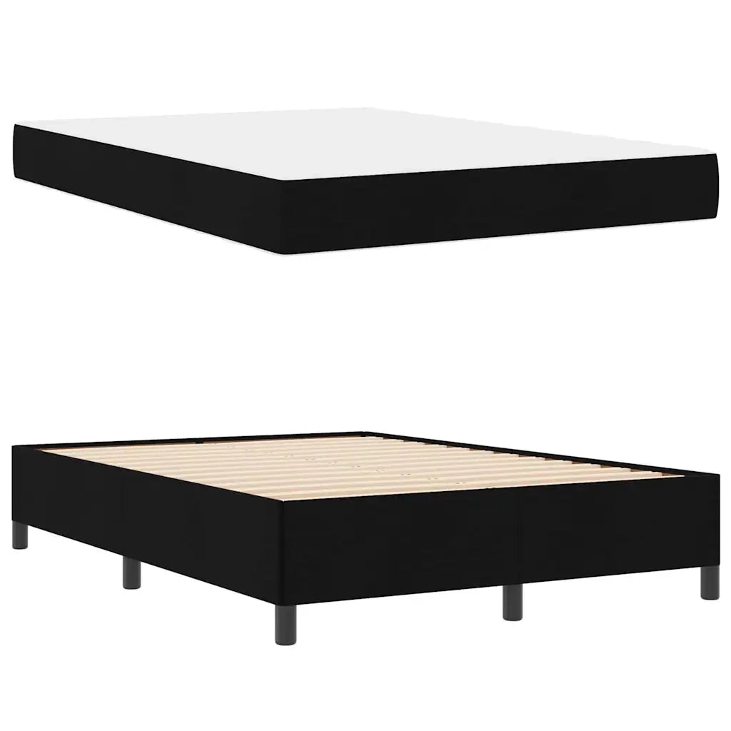 Letto a molle Nero 160 x 200 cm Tessuto