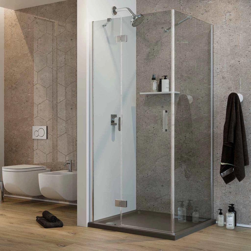 Box Doccia 100x30 CM H190 Trasparente con Easyclean mod. Flip Anta + Fisso