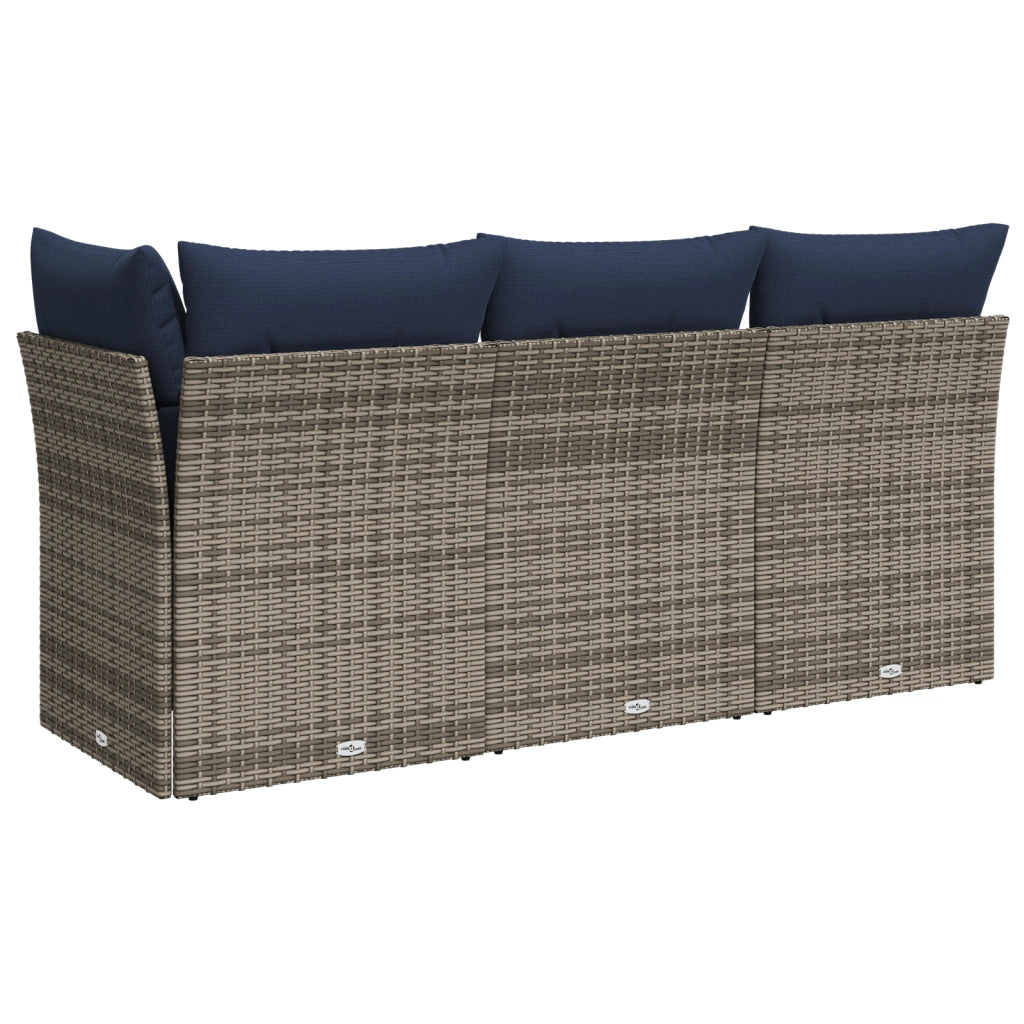 Divano da Giardino con Cuscini 3 Posti Grigio in Polyrattan 366165