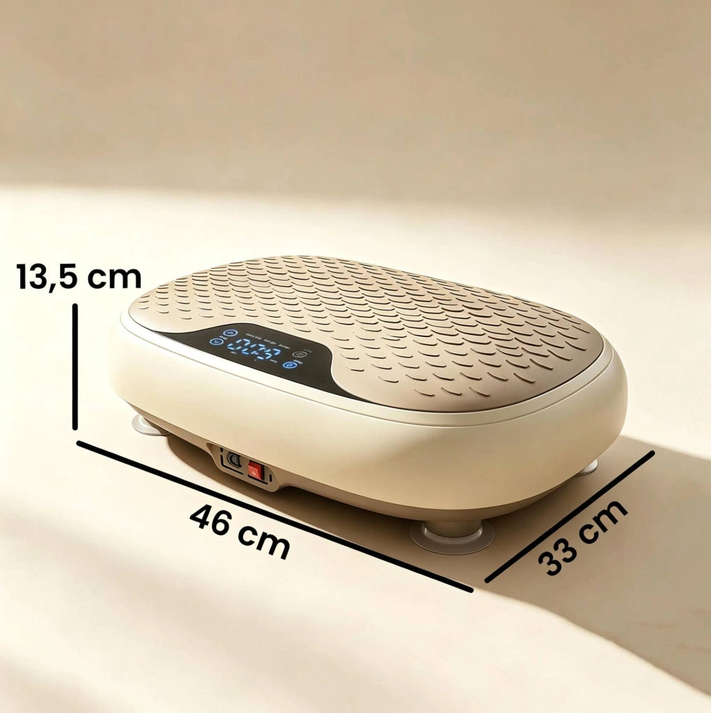 Piattaforma vibrante ULEVR 150 W con 20 velocit¨¤, 3 programmi, display LED e telecomando, beige