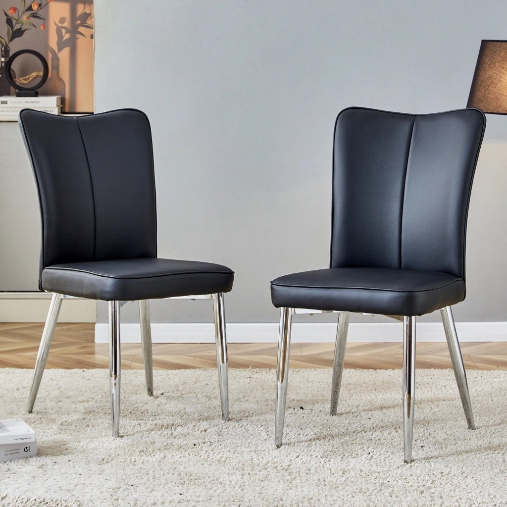 SEDIA da pranzo Set da 2 pezzi Nero PU e metallo