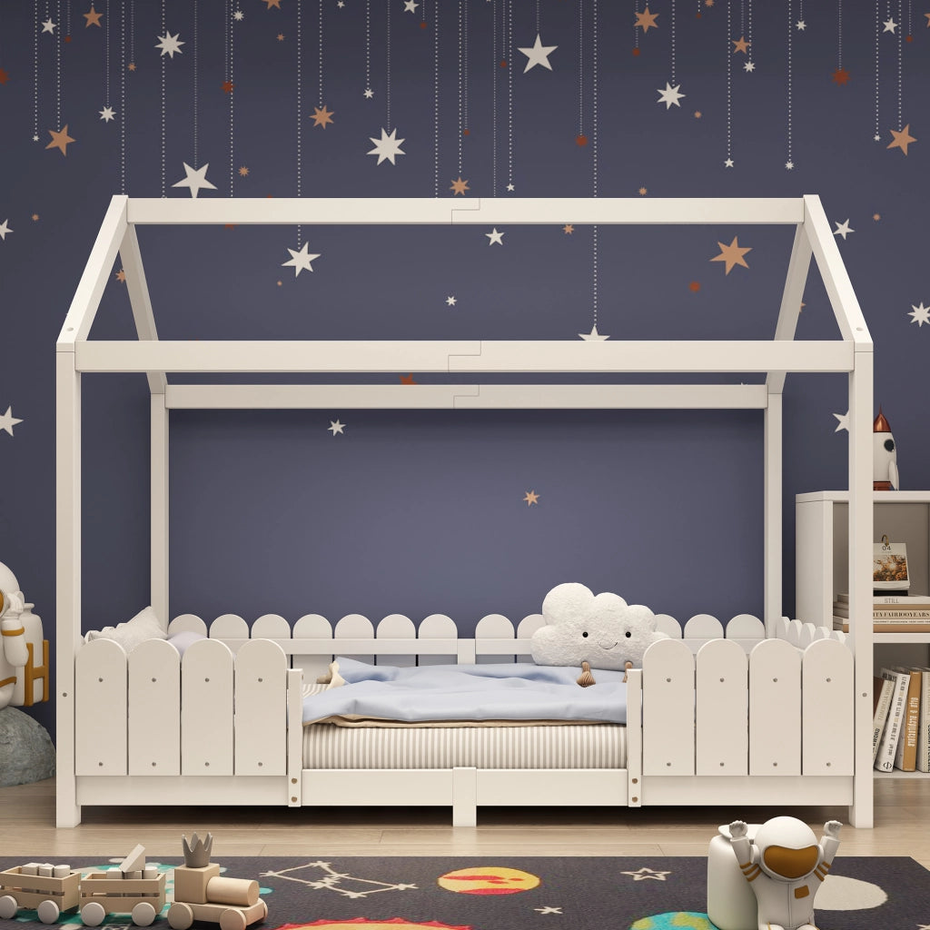 Letto casetta per bambini 90x200 cm bianco