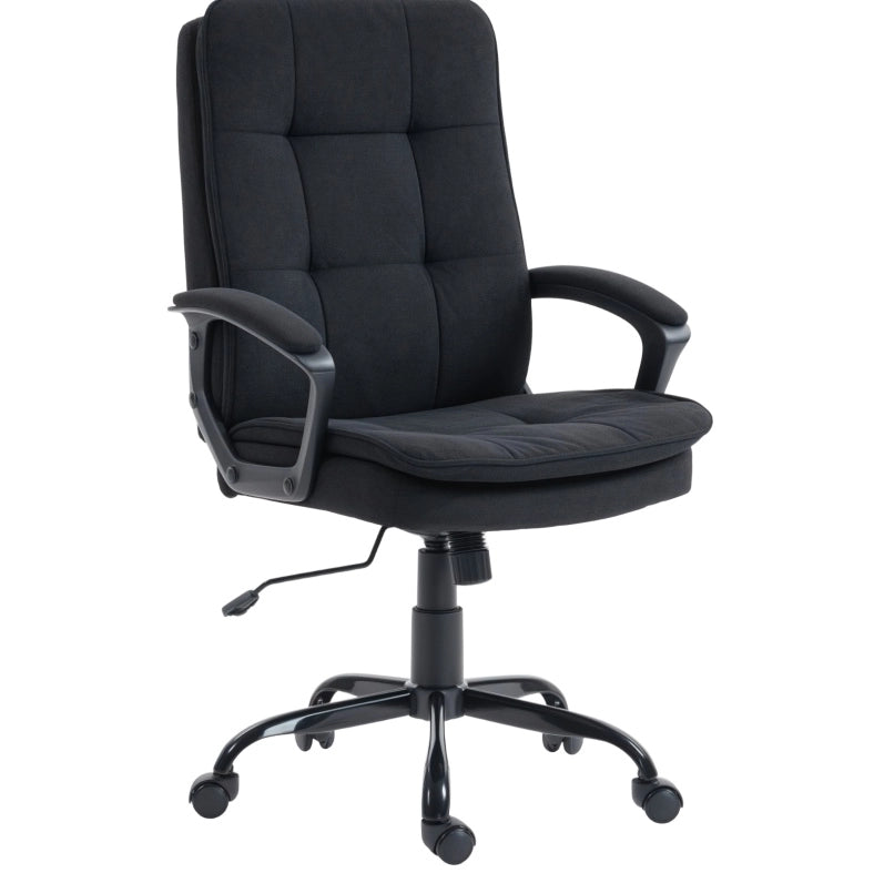 Sedia da ufficio ergonomica nera con doppio strato imbottito, altezza regolabile e braccioli