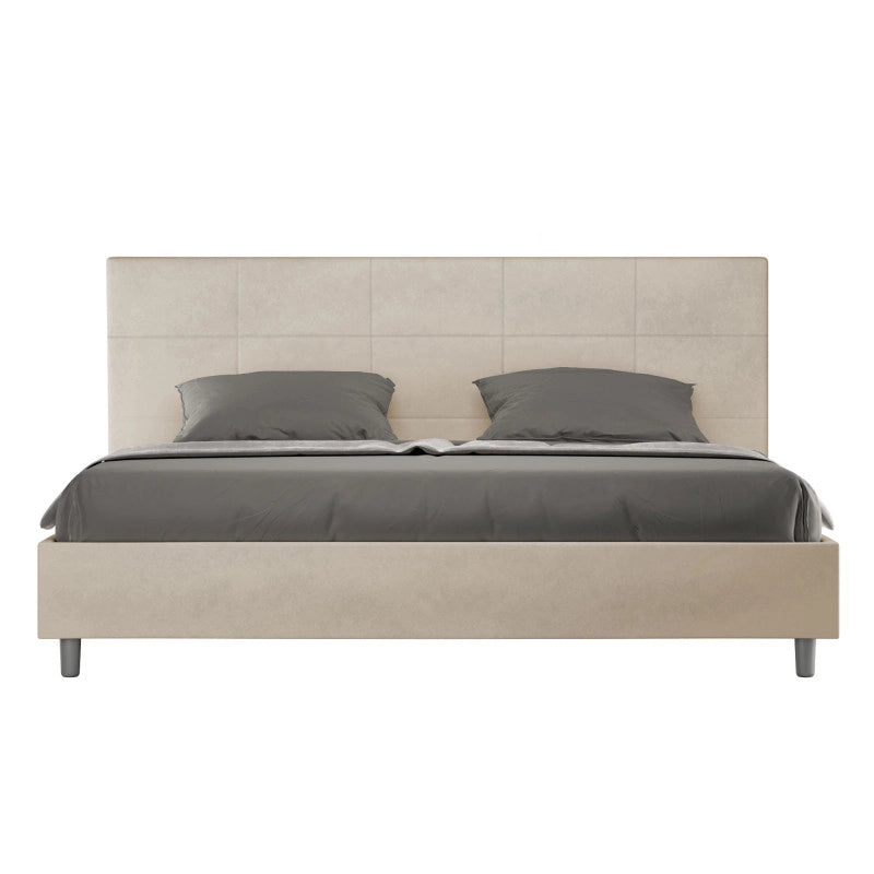 Letto imbottito Matrimoniale 190x190 cm Mika - Contenitore,Microfibra,Sabbia
